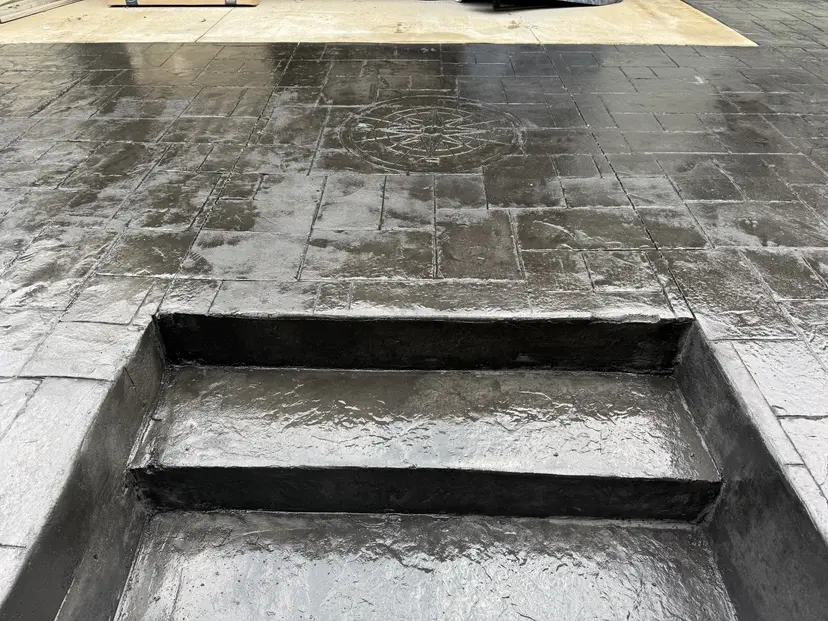 Custom Stamped Patio with Emblem